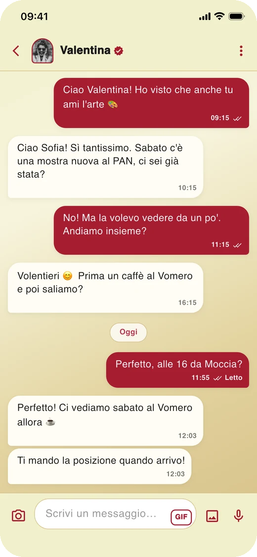 Una conversazione su Kumi per organizzare un pomeriggio insieme