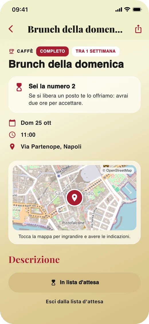 Un evento al completo con la lista d'attesa