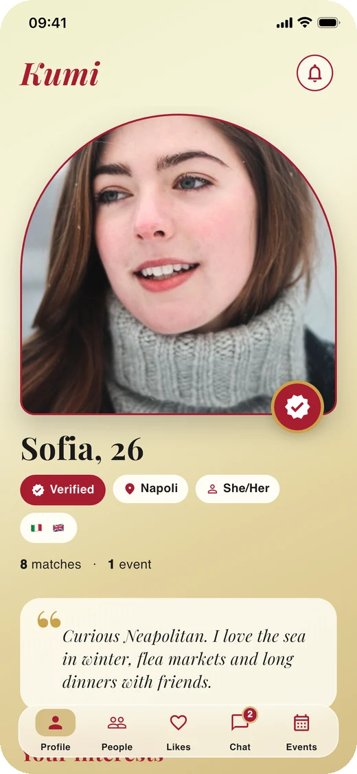 Sofia's profile with the verified badge